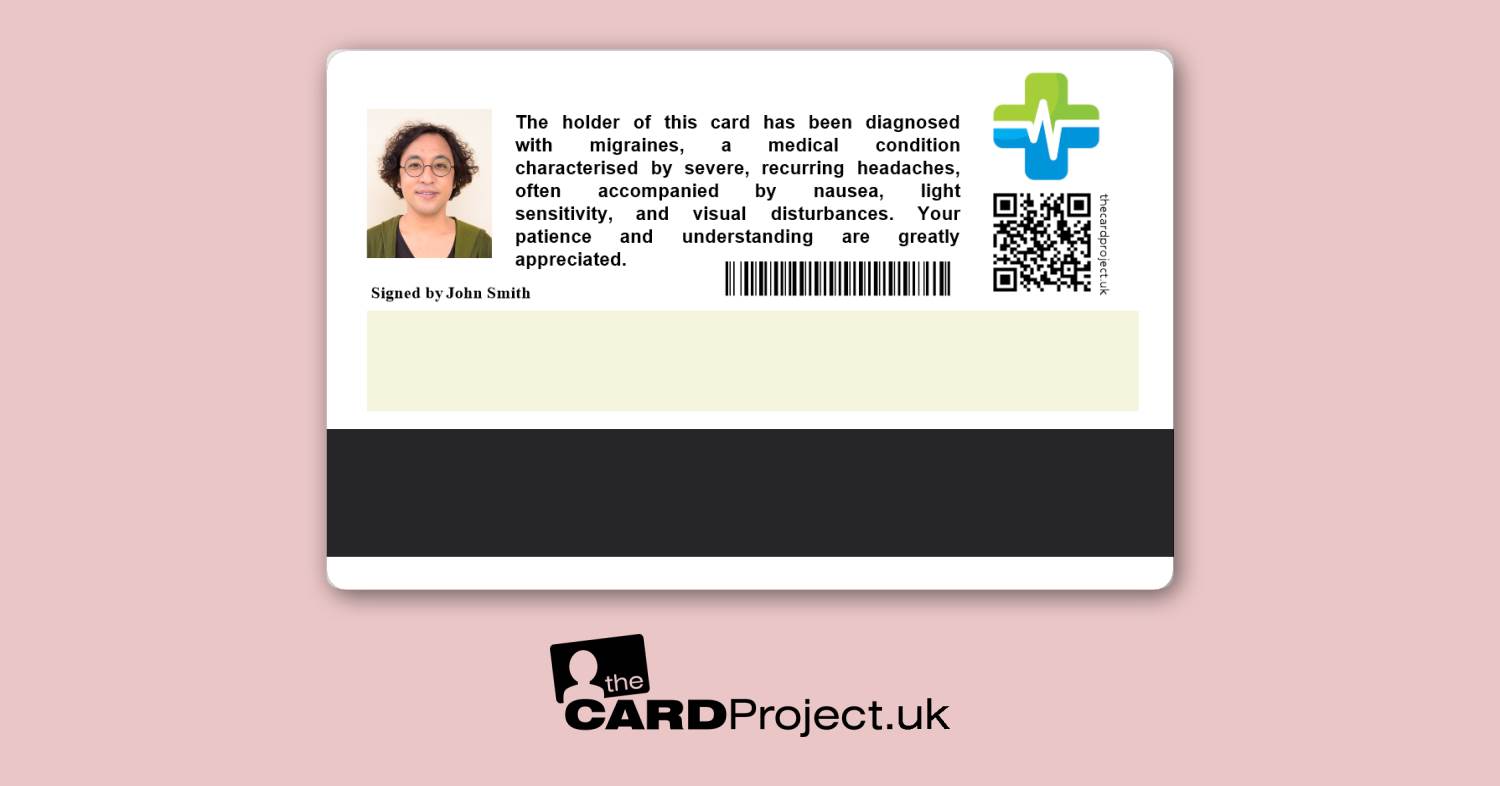 Migraine Premium Photo Medical ID Card (REAR)